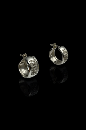 Boucles d'oreilles Orecchini en or blanc avec diamants 58 Facettes