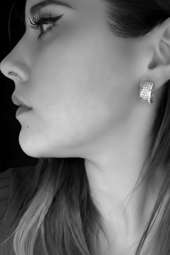 Boucles d'oreilles Boucles d’oreilles - Créoles bombées en or blanc et diamants 58 Facettes
