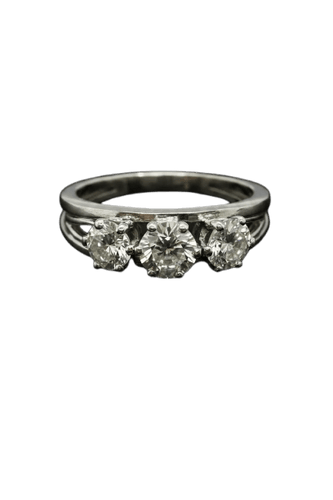 Bague 55 Trilogie - Bague en or blanc et diamants 58 Facettes