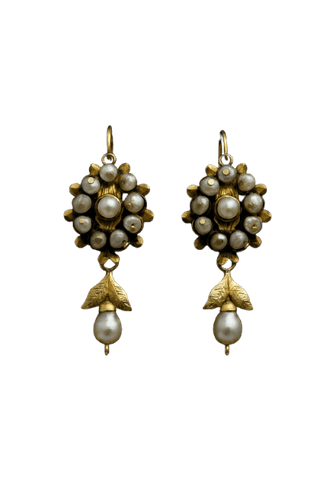 Boucles d'oreilles Orecchini dalmati - Boucles d'oreilles en or jaune et perles naturelles 58 Facettes