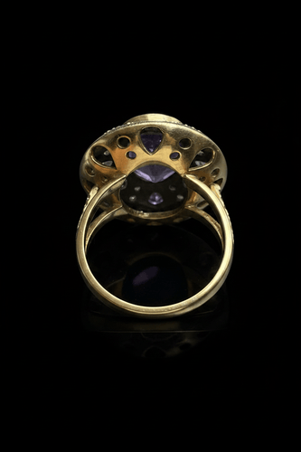 Bague Anello - Améthyste multicolore en or jaune et argent 58 Facettes