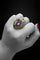 Bague 66 Bague artistique en or jaune, argent et pierres multicolores 58 Facettes