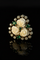 Boucles d'oreilles Boucles d’oreilles - Roses en corail blanc, émeraudes et diamants en or 14K 58 Facettes