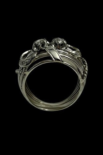 Bague 56 Mille Fili - Bague bombée en or blanc 18K diamants 58 Facettes