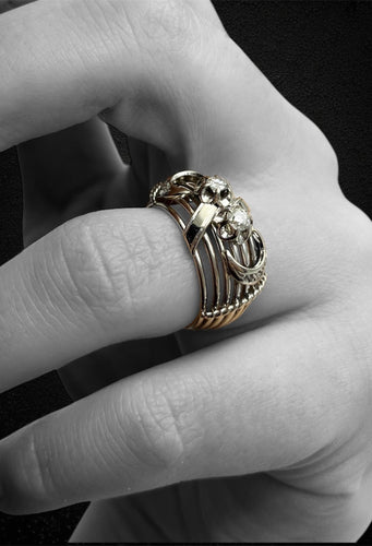 Bague 56 Mille Fili - Bague bombée en or blanc 18K diamants 58 Facettes