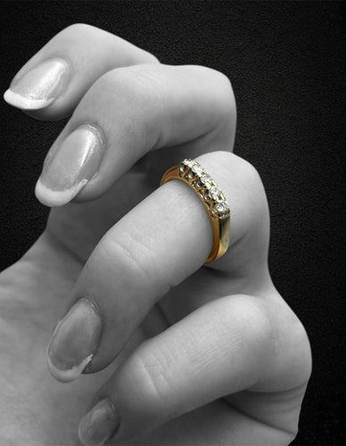 Bague 52 Bague rivière en or blanc avec diamants taille brillant 58 Facettes