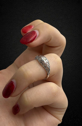 Bague Liberty - Bague en or blanc et diamant taille rose 58 Facettes