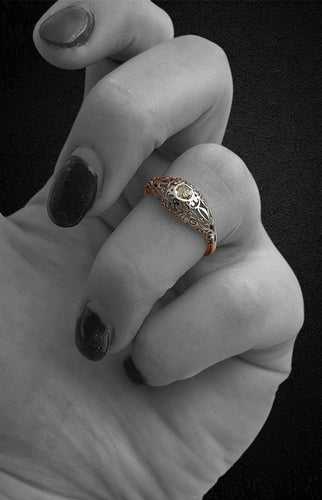 Bague 52 Bague Liberty ajourée en or blanc avec diamant taille rose 58 Facettes