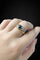 Bague 56 Bague - zaffiro cabochon et diamants en or jaune 58 Facettes