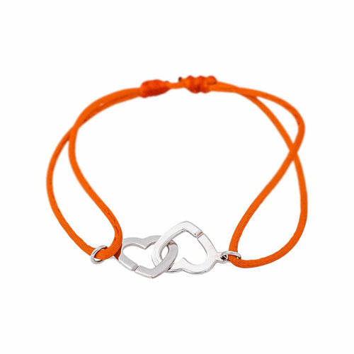 Dinh Van Double Cœurs - Bracelet cordon en or blanc 58 Facettes 5577274CN