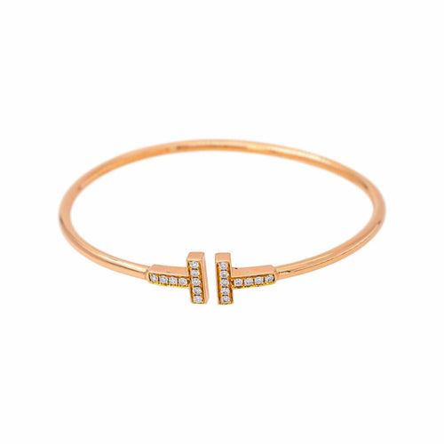 Tiffany T - Bracelet jonc en or rose et diamants 58 Facettes 5703491RV