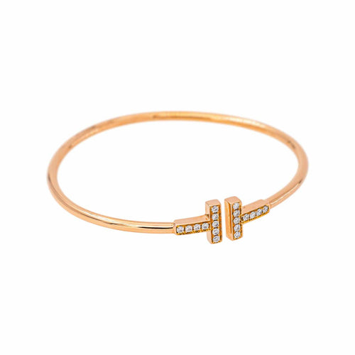 Tiffany T - Bracelet jonc en or rose et diamants 58 Facettes 5703491RV