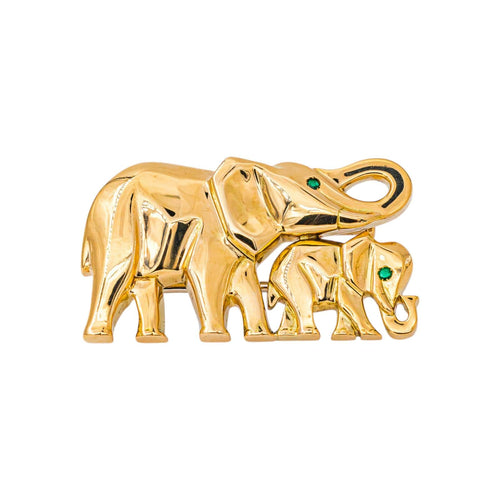 Cartier Route des Indes - Broche en or jaune et émeraudes 58 Facettes 5718945CN