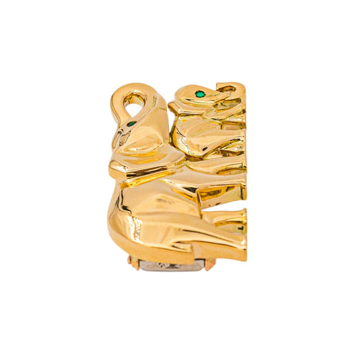 Cartier Route des Indes - Broche en or jaune et émeraudes 58 Facettes 5718945CN