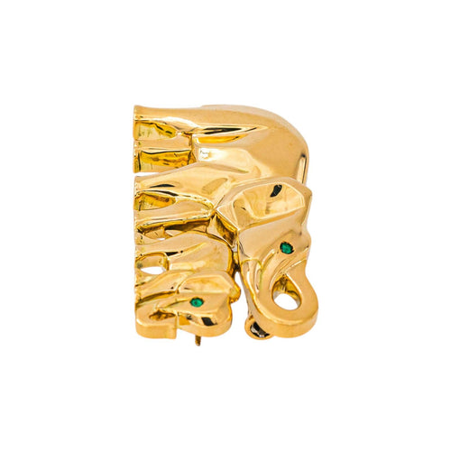 Cartier Route des Indes - Broche en or jaune et émeraudes 58 Facettes 5718945CN