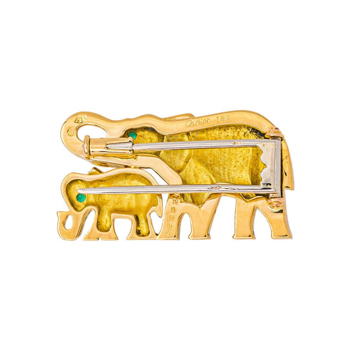 Cartier Route des Indes - Broche en or jaune et émeraudes 58 Facettes 5718945CN