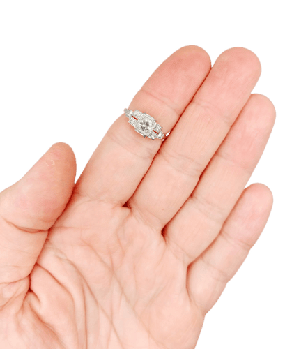 Bague 54 Bague Tank Art déco en platine et diamants 58 Facettes A07535