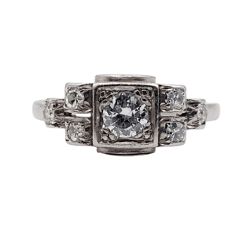 Bague 54 Bague Tank Art déco en platine et diamants 58 Facettes A07535