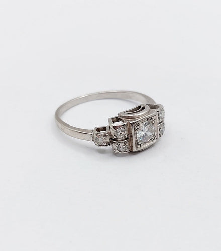 Bague 54 Bague Tank Art déco en platine et diamants 58 Facettes A07535