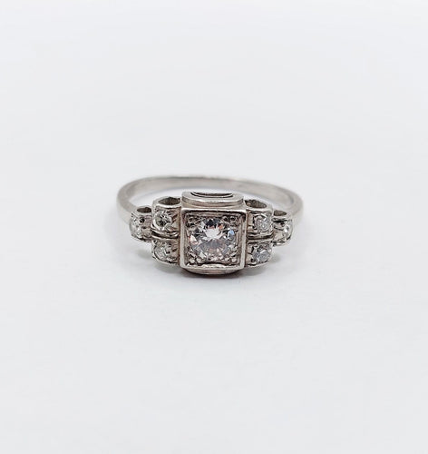 Bague 54 Bague Tank Art déco en platine et diamants 58 Facettes A07535