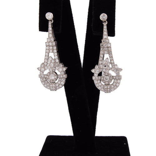 Boucles d'oreilles pendantes vintage en or blanc et diamants 58 Facettes OR174 P21