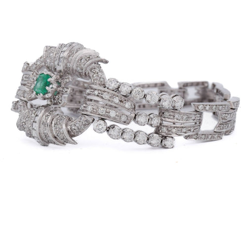 Bracelet Bracelet Art déco en platine, émeraude et diamants 58 Facettes BR29 (00549)