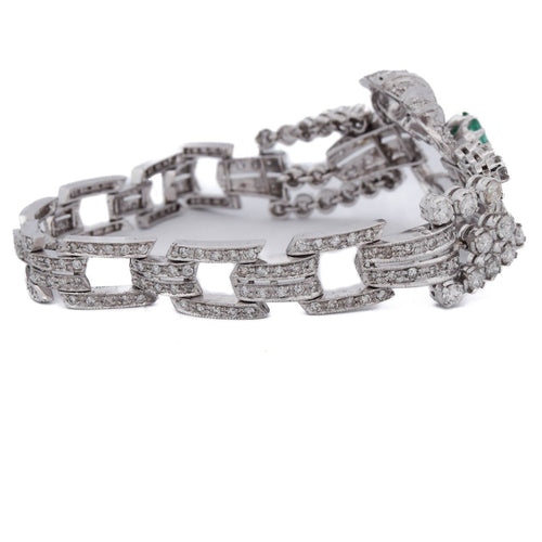 Bracelet Bracelet Art déco en platine, émeraude et diamants 58 Facettes BR29 (00549)