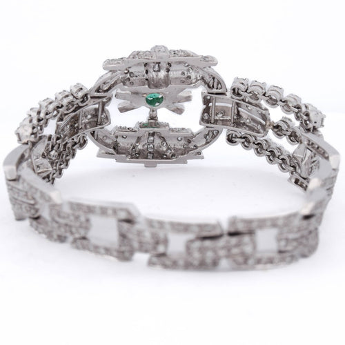 Bracelet Bracelet Art déco en platine, émeraude et diamants 58 Facettes BR29 (00549)