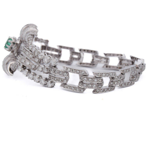 Bracelet Bracelet Art déco en platine, émeraude et diamants 58 Facettes BR29 (00549)