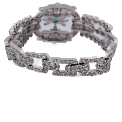 Bracelet Bracelet Art déco en platine, émeraude et diamants 58 Facettes BR29 (00549)