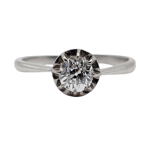 58.5 Bague solitaire Art déco en platine et diamant taille ancienne 58 Facettes A07537
