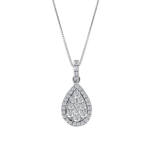Collier cluster poire en or blanc 18K et diamants 58 Facettes GPD1330WG