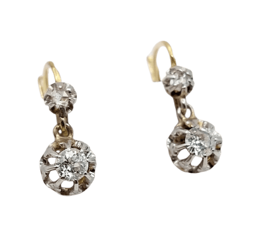 Dormeuses - Boucles d'oreilles en or 18k, platine et diamants 58 Facettes A07538
