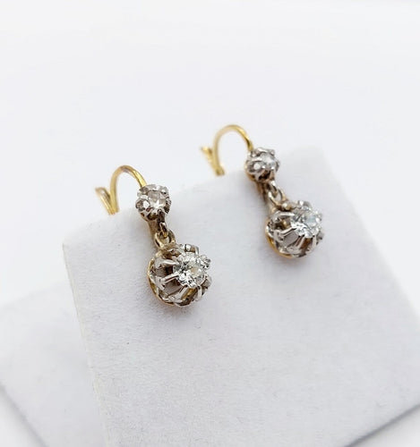Dormeuses - Boucles d'oreilles en or 18k, platine et diamants 58 Facettes A07538