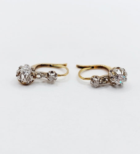 Dormeuses - Boucles d'oreilles en or 18k, platine et diamants 58 Facettes A07538