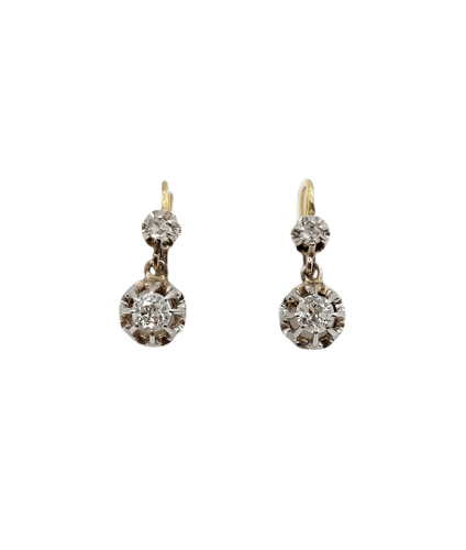 Dormeuses - Boucles d'oreilles en or 18k, platine et diamants 58 Facettes A07538