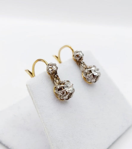 Dormeuses - Boucles d'oreilles en or 18k, platine et diamants 58 Facettes A07538