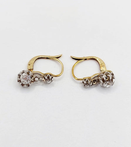 Dormeuses - Boucles d'oreilles en or 18k, platine et diamants 58 Facettes A07538