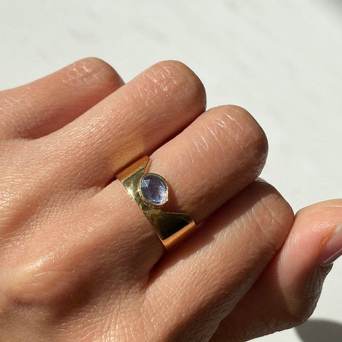 Bague 57 Love More - Bague Cigar en or 18 carats et saphir bleu 58 Facettes GBR1207LB