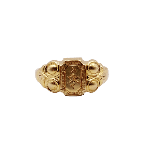 59.5 Bague chevalière victorienne en or rose 18k 58 Facettes A07539