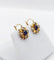 Boucles d'oreilles Dormeuses fleur Art nouveau en or 18k, verres bleus et perles 58 Facettes A07540