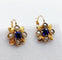 Boucles d'oreilles Dormeuses fleur Art nouveau en or 18k, verres bleus et perles 58 Facettes A07540