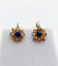 Boucles d'oreilles Dormeuses fleur Art nouveau en or 18k, verres bleus et perles 58 Facettes A07540