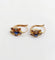 Boucles d'oreilles Dormeuses fleur Art nouveau en or 18k, verres bleus et perles 58 Facettes A07540