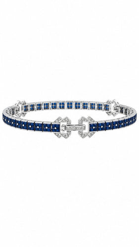 Bracelet en or blanc 18 ct avec saphirs et diamants 58 Facettes BRC01