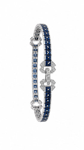 Bracelet en or blanc 18 ct avec saphirs et diamants 58 Facettes BRC01