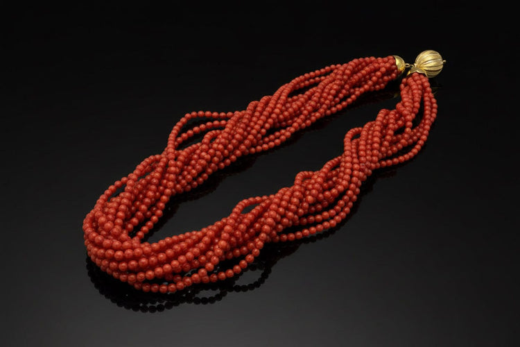 Collier Collana en corail multifilaire 58 Facettes