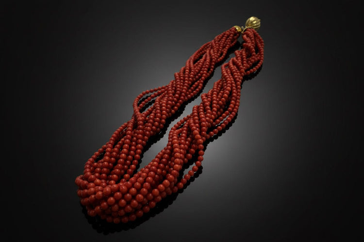 Collier Collana en corail multifilaire 58 Facettes