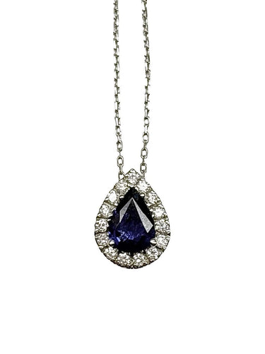 Collier Collier en or blanc avec saphir et diamants 58 Facettes 2126