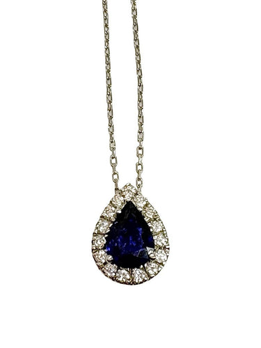 Collier Collier en or blanc avec saphir et diamants 58 Facettes 2126